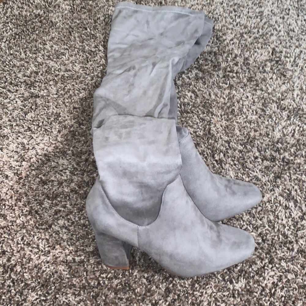 Gorgeous grey over the knee boots!